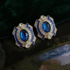 Vintage Unique Design Square Multi-Stone Stud Earrings