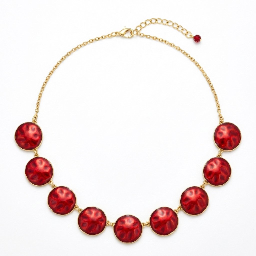 Vintage Palace Style Red Enamel Necklace, Ring & Earring Set - Image 5