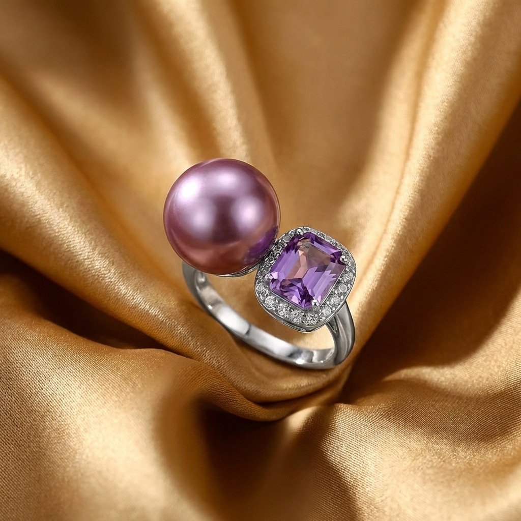 Vintage Soft Taro Purple Pearl Jewelry Set - Image 4