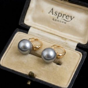 Vintage Palace Style Gray Pearl Bamboo Knot Stud Earrings
