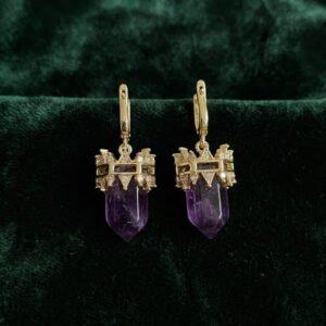 Vintage Vibe Geometric Contrast Amethyst Drop Earrings