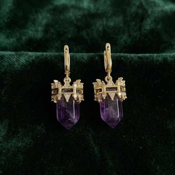 Vintage Vibe Geometric Contrast Amethyst Drop Earrings