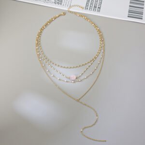 Layered Beaded Natural Stone Necklace