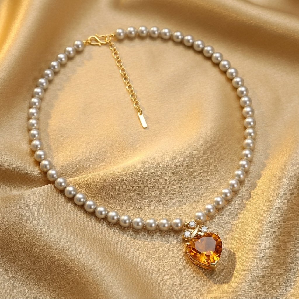 Vintage French Style Champagne Rhinestone & Crystal Pearl Jewelry Set - Image 3