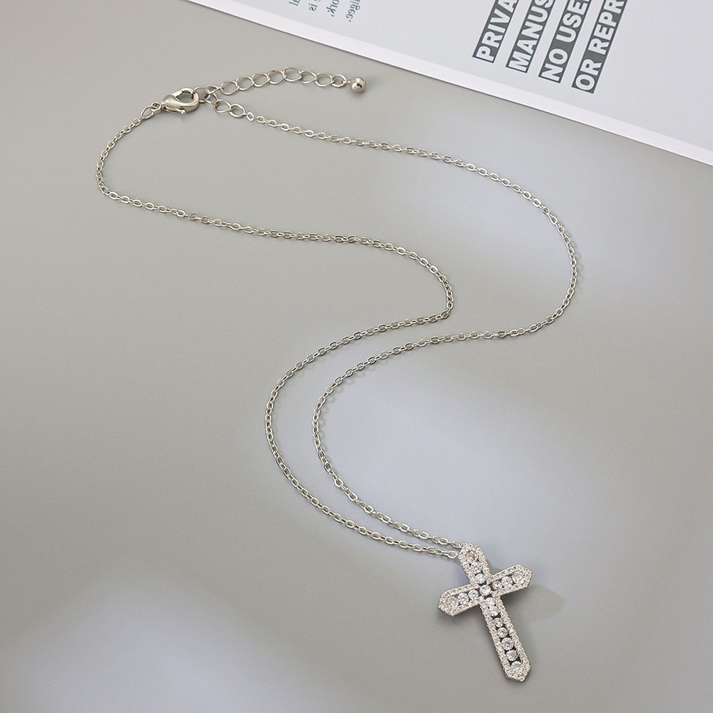CZ Cross Minimalist Pendant Necklace - Image 2