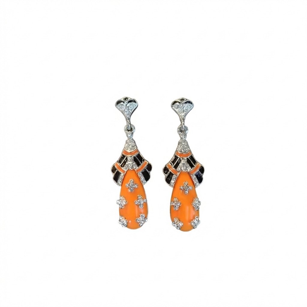 Vintage Palace Style Enamel Waterdrop Drop Earrings - Image 4