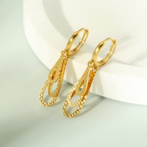Layered Carved Drop Hoops