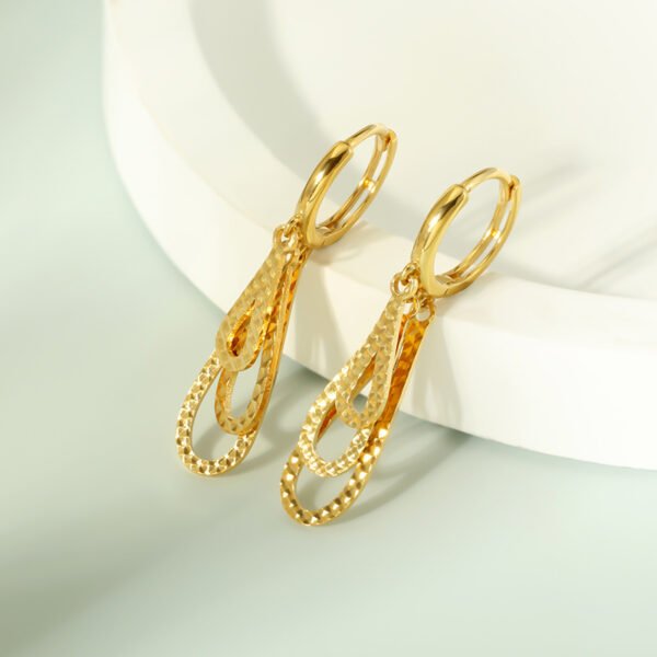 Layered Carved Drop Hoops