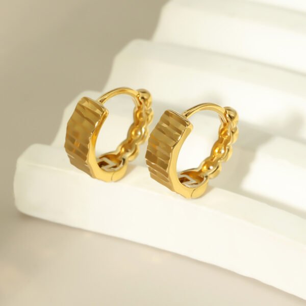Gold Bead Two-Way Hoops