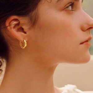 Snake Bone Gold Hoops
