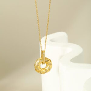 Woven Gold Safety Buckle Necklace